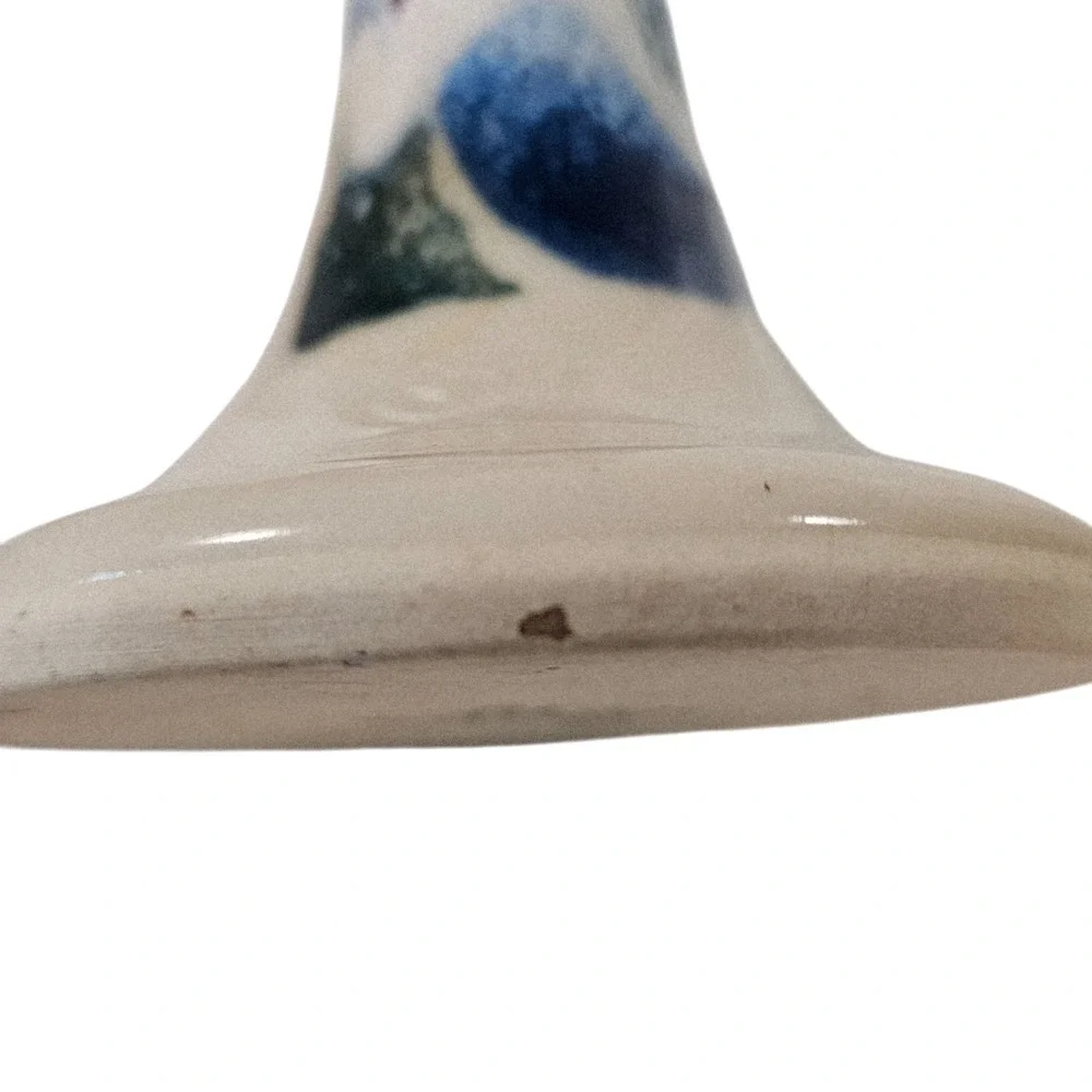 Vtg‎ D.K. Clay Pottery Sanford NC Taper Candlestick Holder Blue Burgundy Glazed